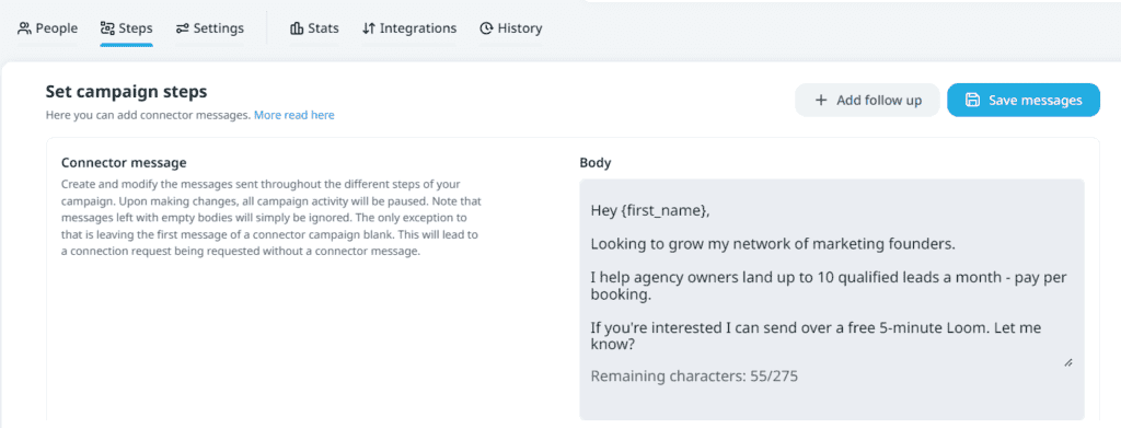 Using a connection request template on LinkedIn
