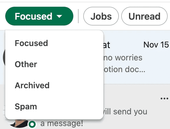 linkedin inbox options