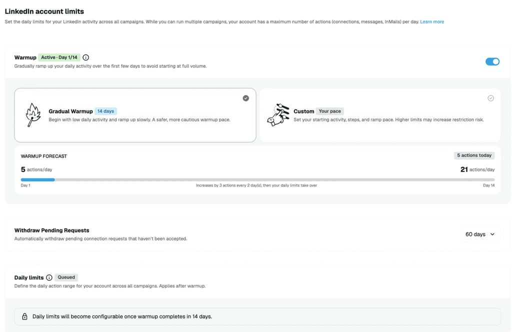 linkedin account warmup with expandi