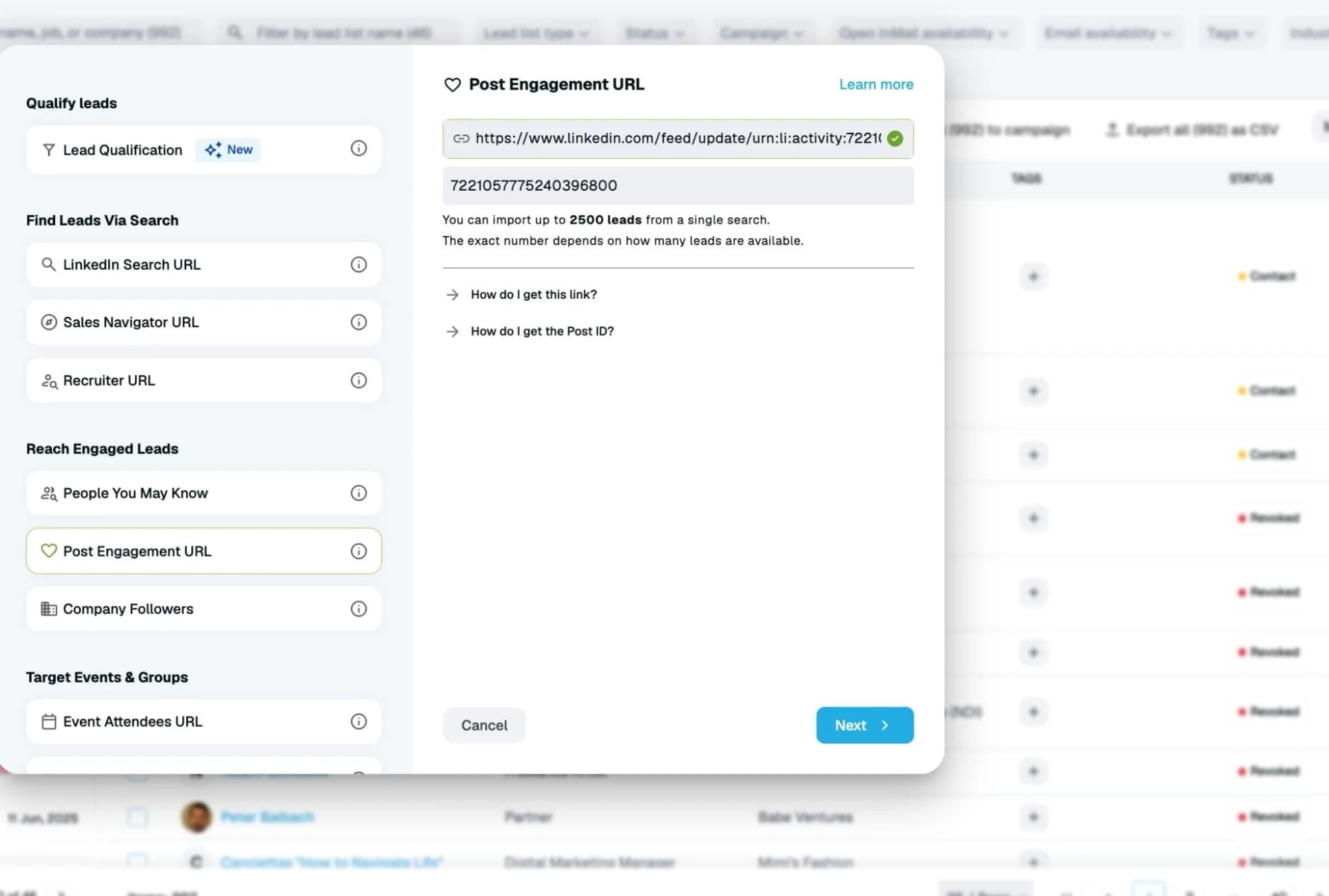 expandi post engagement scraping