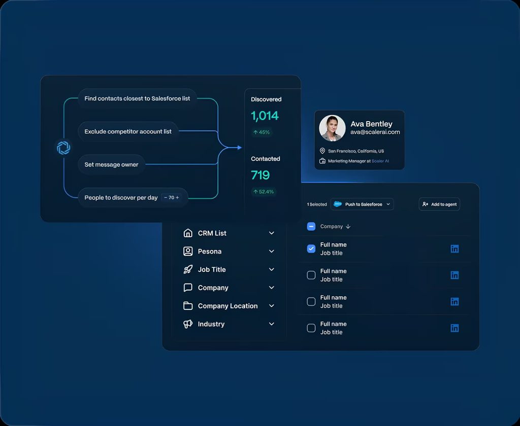 Regie.ai prospecting agent discovering leads with daily limits and contact stats