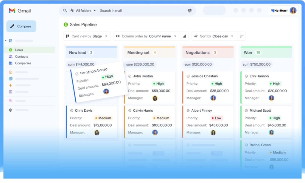 nethunt gmail native crm