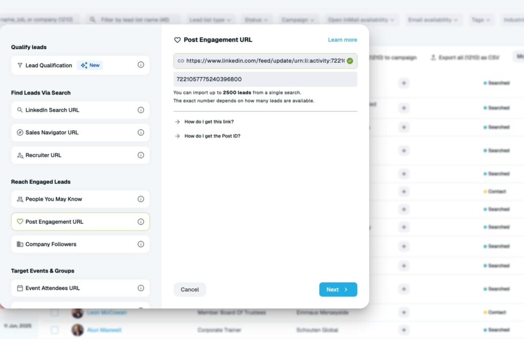 expandi linkedin post engagement scrape