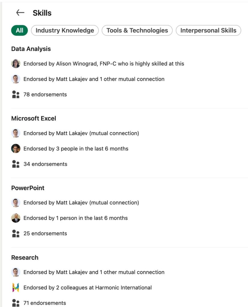linkedin skills endorsements