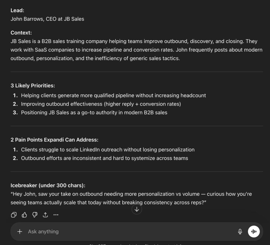 ChatGPT sales prospecting