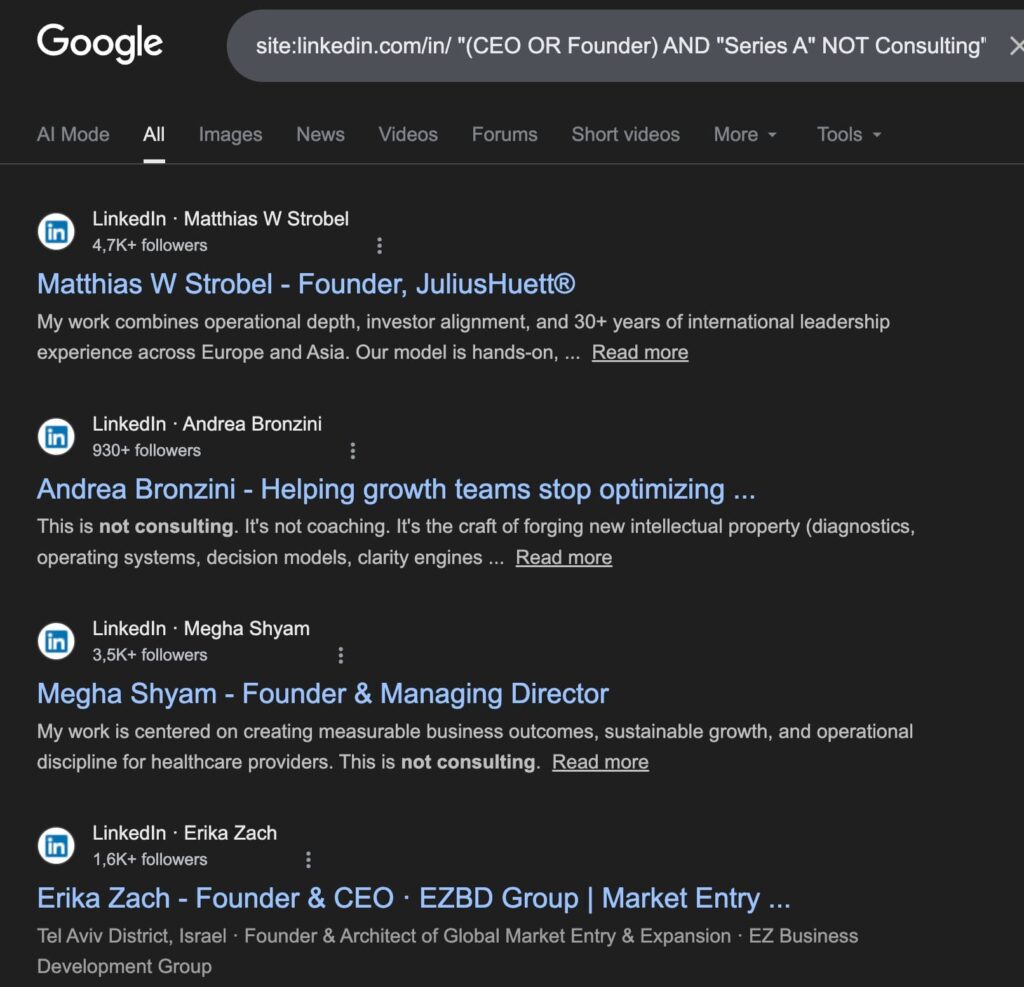 linkedin company profile search