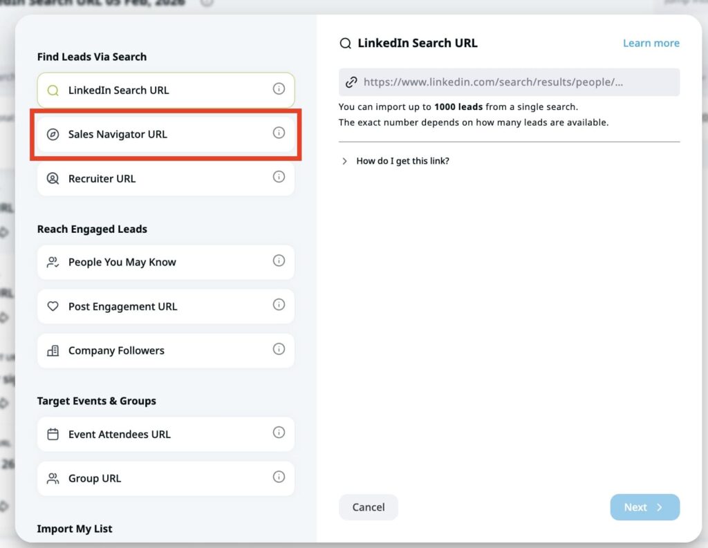 LinkedIn lead list targeting strategy