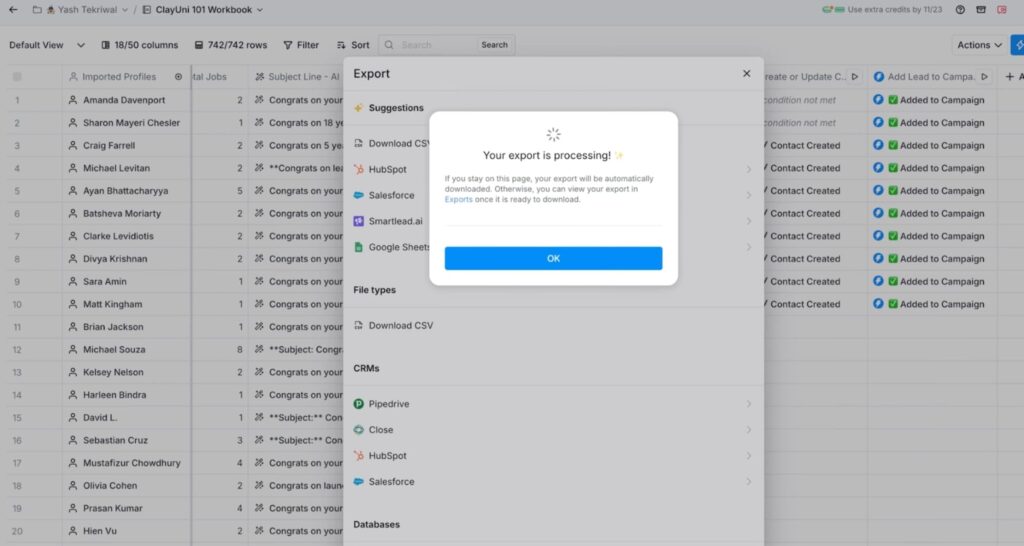 clay-csv-export