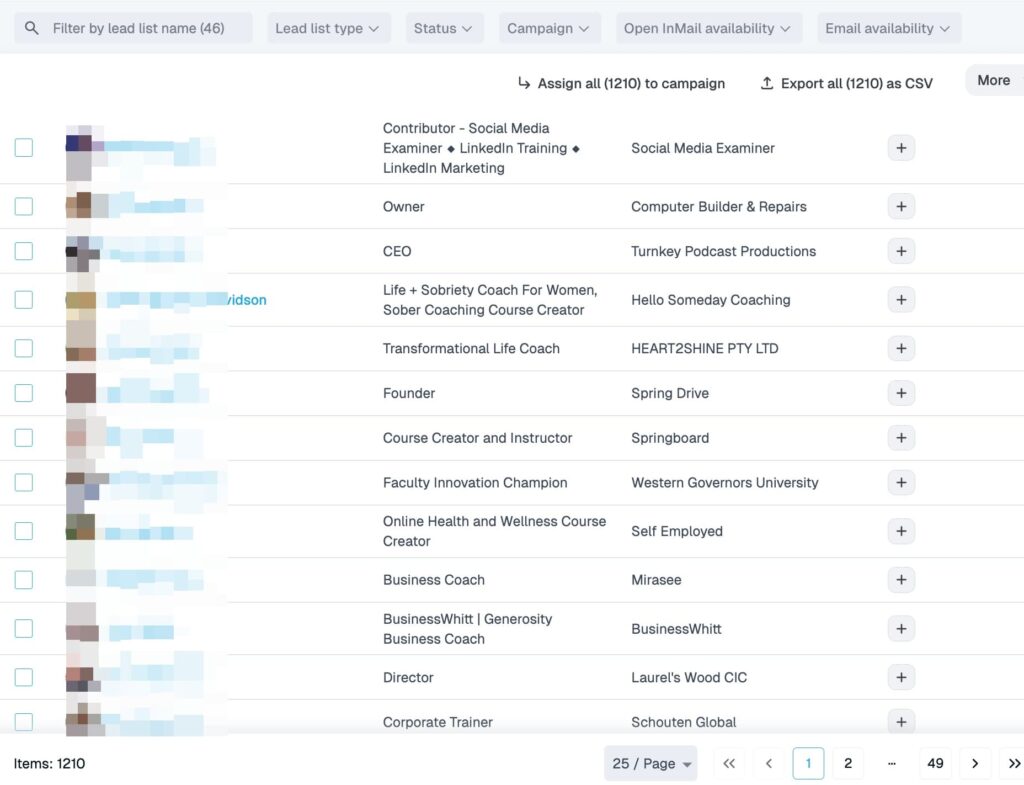 Expandi Post Engagement lead list