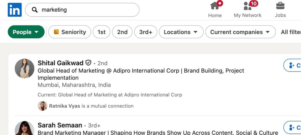 search linkedin profile by company and role