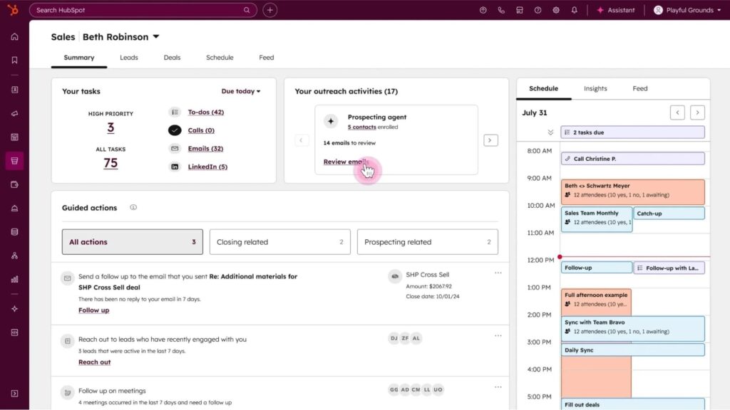 hubspot sales hub crm native AI prospecitng