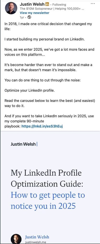 linkedin how to carousel post example