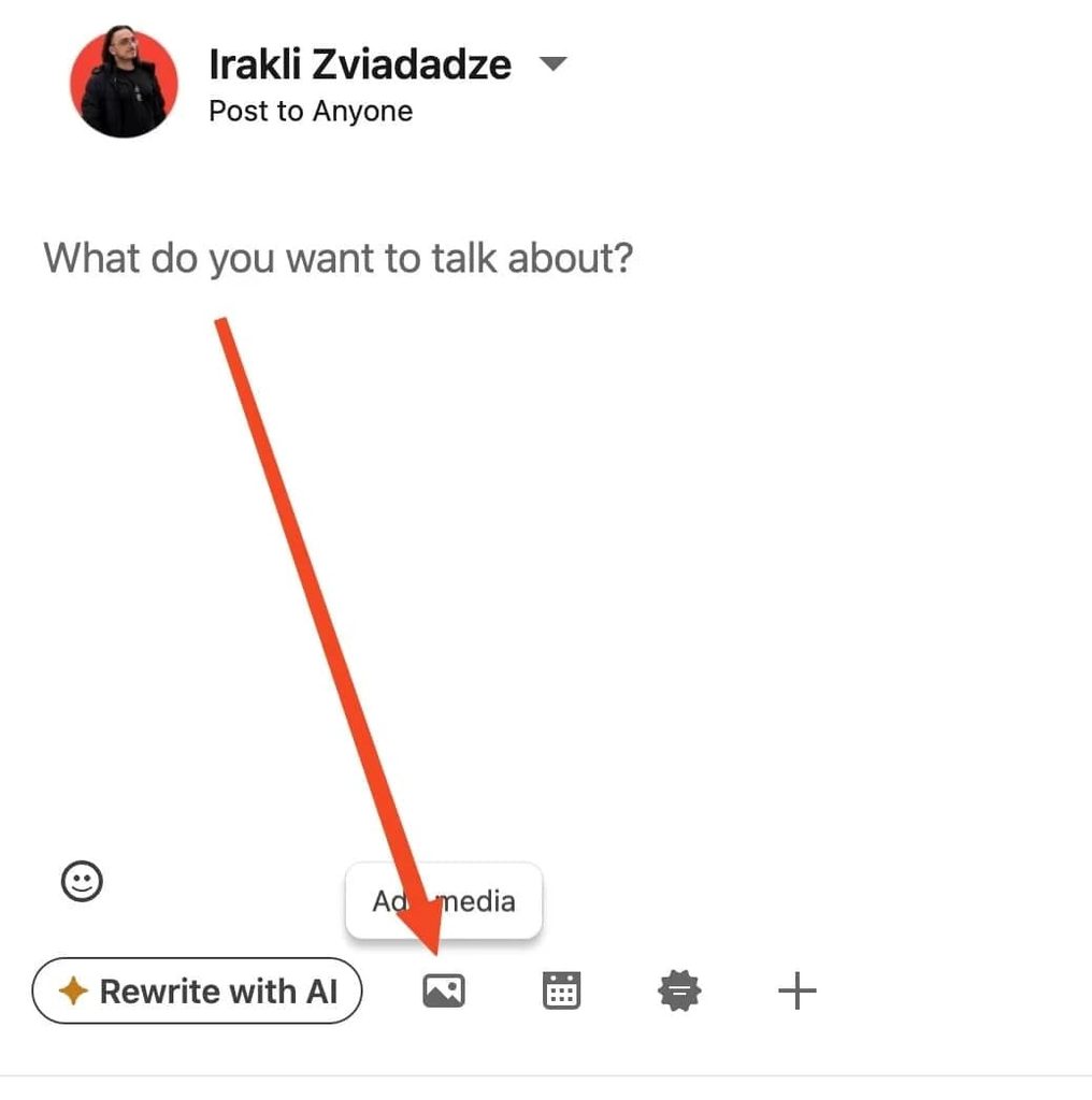 linkedin make a post add document