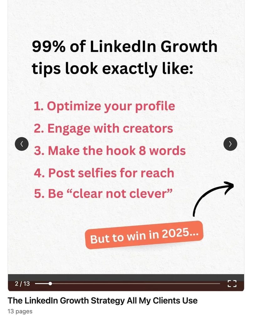 linkedin visual slide counter example