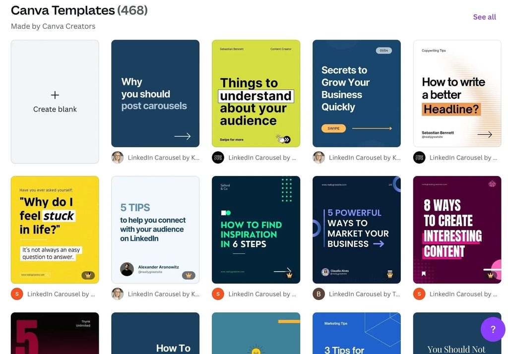 canva linkedin carousel templates