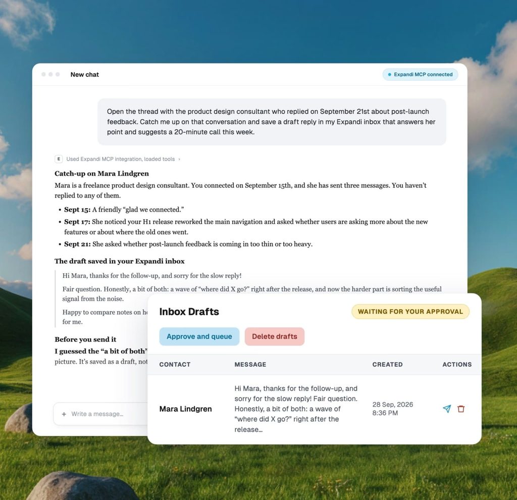 expandi mcp AI assistant to catch up on lead conversation