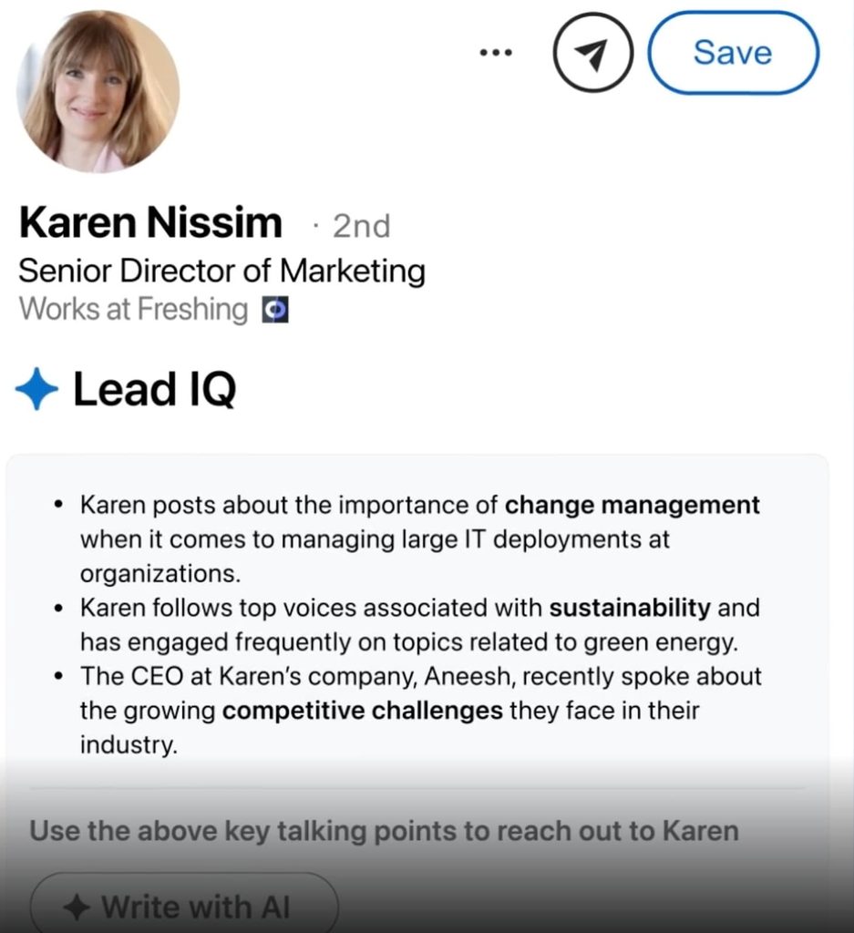 linkedin lead iq feature for account info